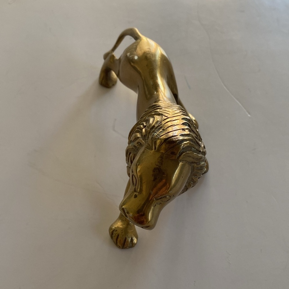 Solid Brass Lion Figurine 6.5” Long - Picture 6 of 7
